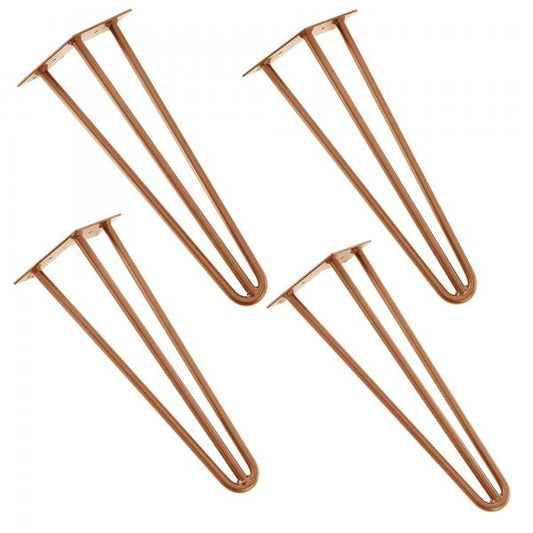 Tischbein Makers 12,5 cm x 40 cm x 5 cm 4er Set Hairpin 3 Streben Kupferfarben