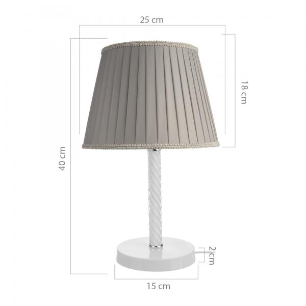 Lampe de table Kilbride E27 métal verre textile blanc / couleur sable