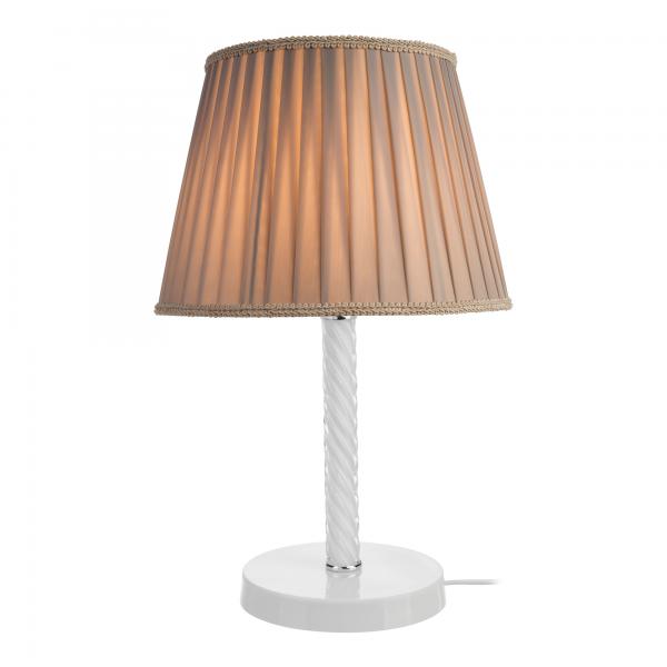 Lampe de table Kilbride E27 métal verre textile blanc / couleur sable