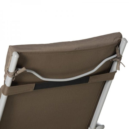 Chaise longue de plage, chaise longue de jardin pliable et réglable avec coussin de jardin en métal, tissu marron + argent