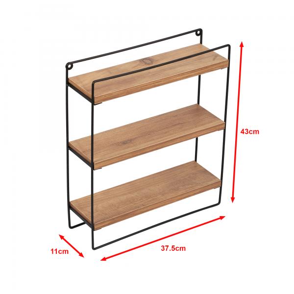 Wandregal Skovbo mit 3 Ablageflächen Schwarz/Holzfarben