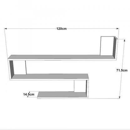 Wandregal Kitee 120 x 14,5 x 71,5 cm Eiche rustikal