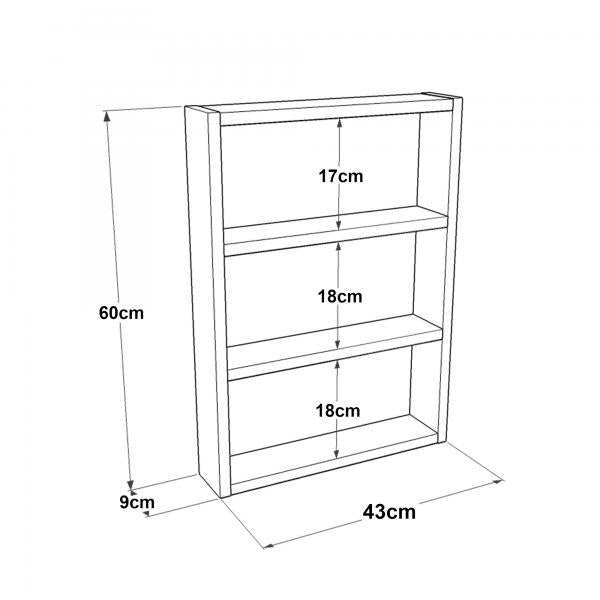 Mensola da cucina Lappajärvi con 3 ripiani 60 x 43 x 9 cm effetto cemento