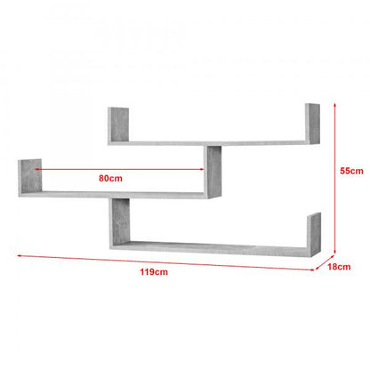 Wandregal Grimstad 119 x 18 x 55 cm Betonoptik