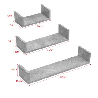 Schweberegal Vennesia 3er Set Betonoptik Grau