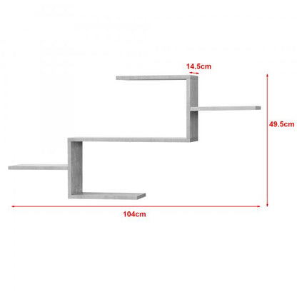 Mensola galleggiante Flekkefjord 104 x 14,5 x 49,5 cm con 5 ripiani effetto cemento