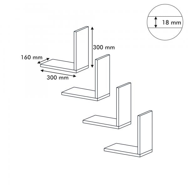 Wandregal Broby im 4er Set 30 x 30 x 16 cm Weiss