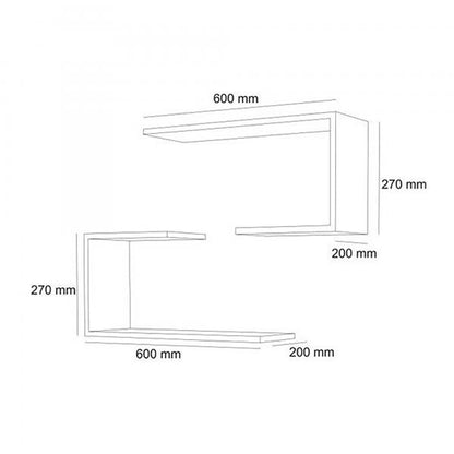 Wandregal-Set Årslev 2-tlg. 27 x 60 x 20 cm bis ca. 5 kg Schwarz