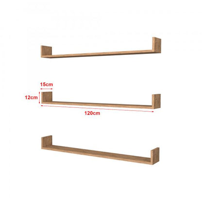 Étagère murale Höganäs 3 pcs. 120x15x12cm aspect chêne