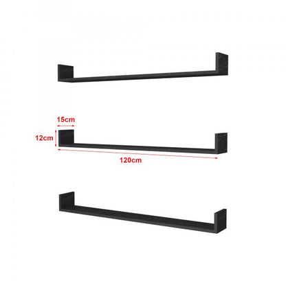 Wandregal Höganäs 3-tlg. 120x15x12cm Marmoroptik, schwarz