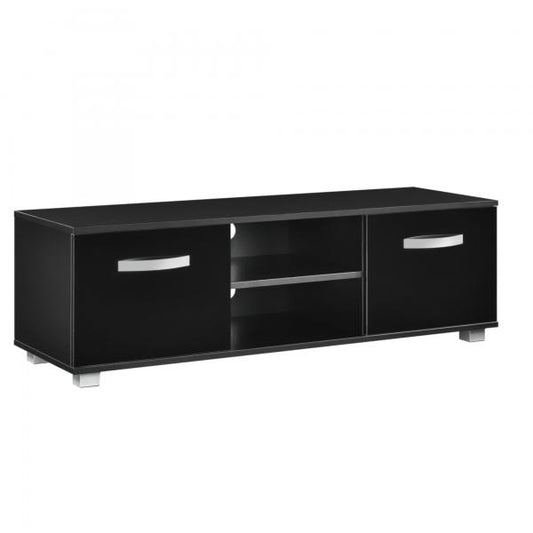 Table TV Laugar 120x40x38 cm avec portes d'armoire et compartiments de rangement noir