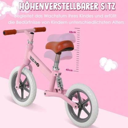 Laufrad mit Stoßdämpfer Kinderrad Lauflernrad Balance Bike 2-5 Jahre PP Rosa