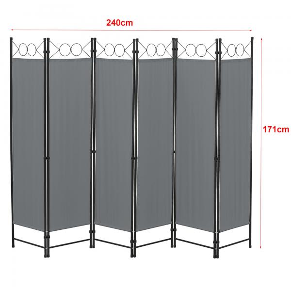 Raumteiler Saragossa 6-teilig 240x171 cm Dunkelgrau