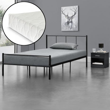 Letto in metallo Laos 120x200 cm con materasso in schiuma fredda Nero