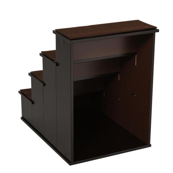 Katzentreppe Haustiertreppe mit Teppich Hundetreppe Dunkelbraun - Palo24