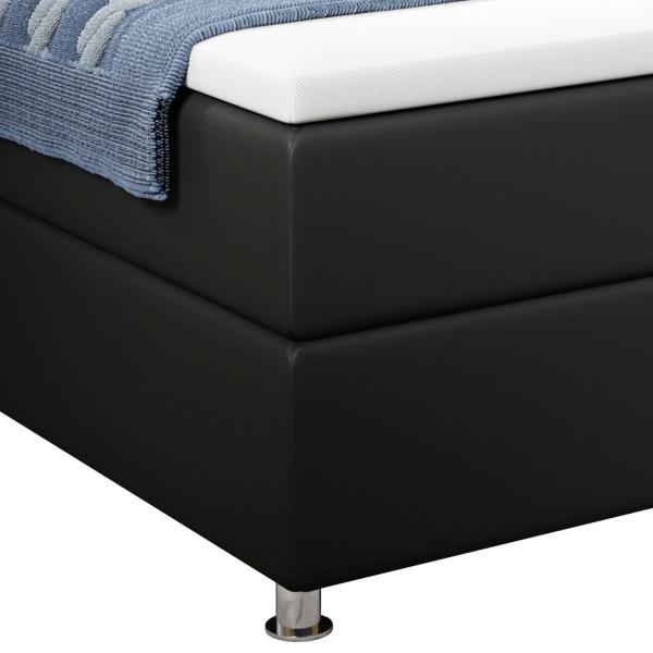 LED Boxspringbett Montana 180x200 cm - schwarz - mit Federkern Matratze