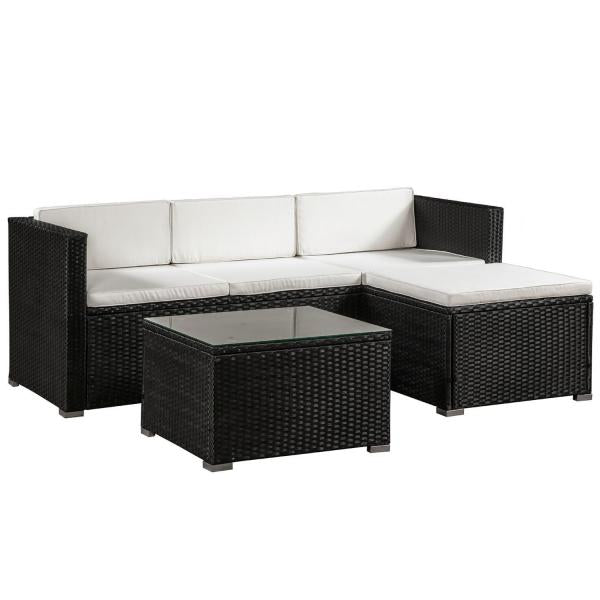 Set di sedute lounge in polyrattan Punta Cana M nero