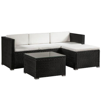 Polyrattan Lounge Sitzgarnitur Punta Cana M schwarz