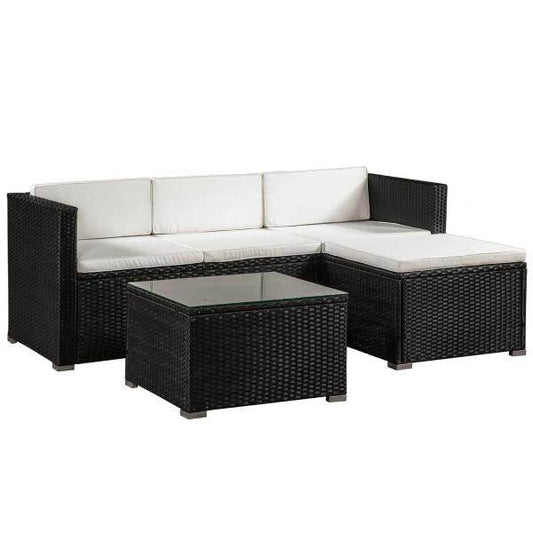 Polyrattan Lounge Sitzgarnitur Punta Cana M schwarz - Palo24