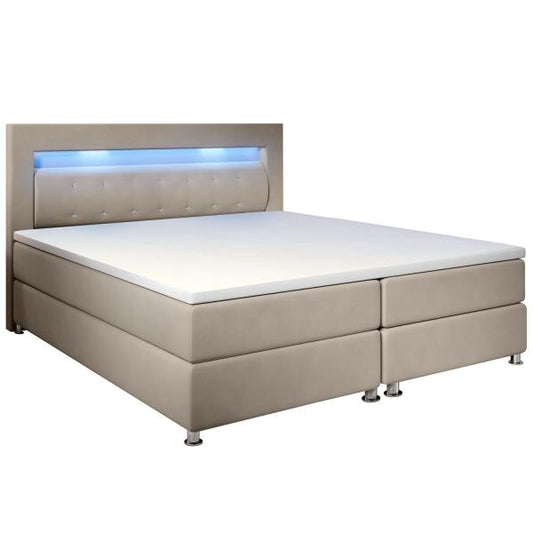 LED Boxspringbett Vancouver 140x200 cm Beige