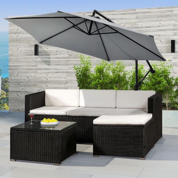 Set di sedute lounge in polyrattan Punta Cana M nero