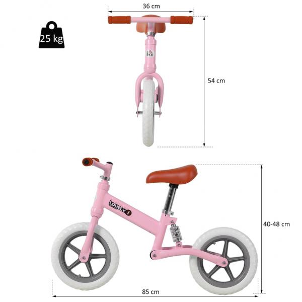 Laufrad mit Stoßdämpfer Kinderrad Lauflernrad Balance Bike 2-5 Jahre PP Rosa