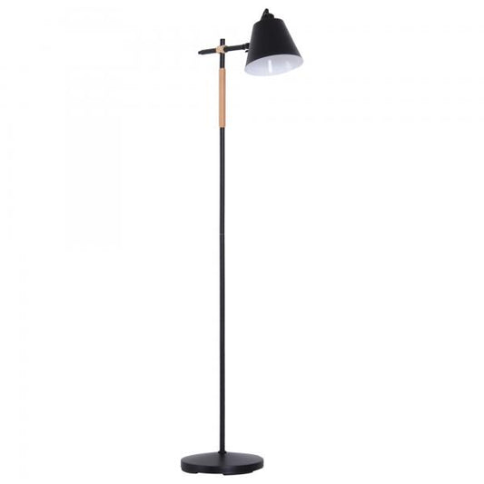 Lampadaire orientable 40W industriel métal + bois noir + naturel