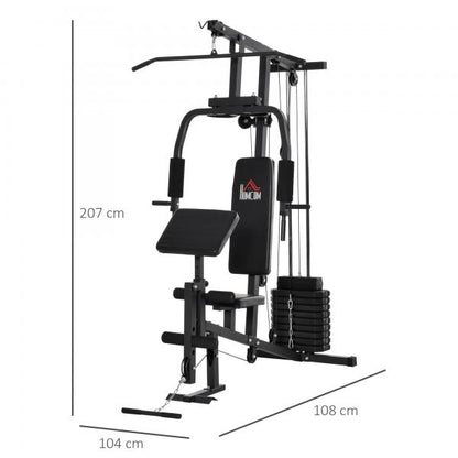 Power Station Fitness Station Multigym incl. Pesi Acciaio Nero