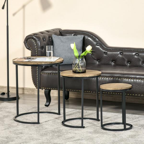 Table d'appoint gris foncé + noir 51 cm x 51 cm x 60 cm