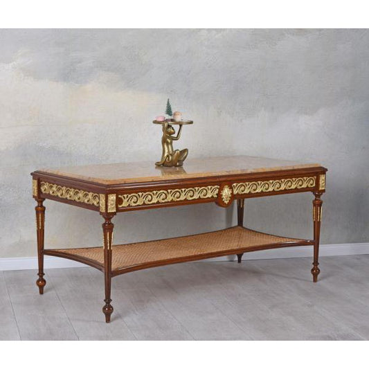 TABLE BASSE TABLE BAROQUE PLATEAU MARBRE TABLE DE SALON ANTIQUE