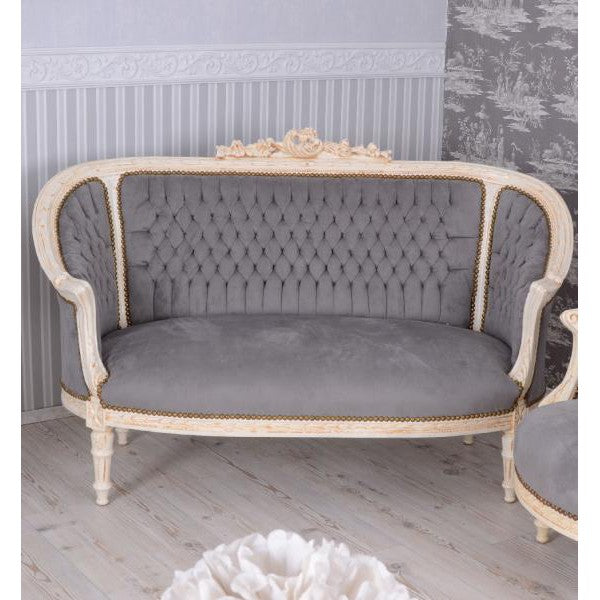 SITZGRUPPE BAROCK SALONGARNITUR SOFA & ZWEI SESSEL TISCH MARMOR