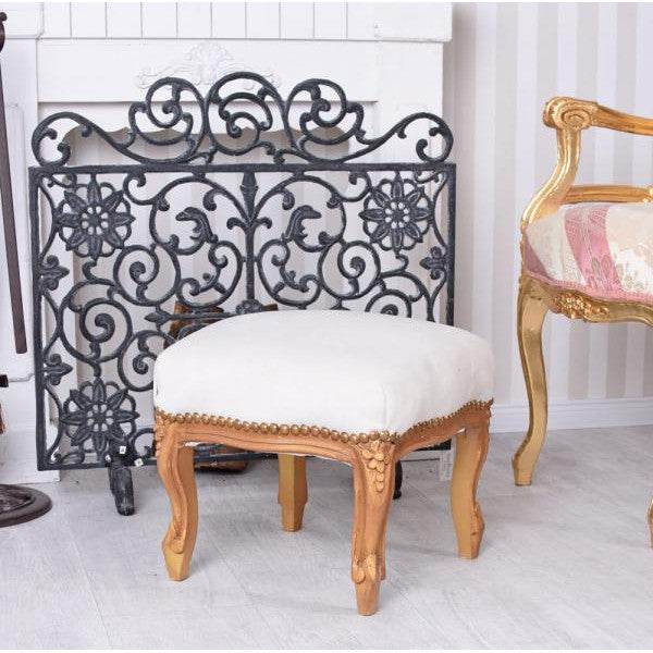 FUSSSCHEMEL BAROCK FUSSHOCKER FUSSBANK ANTIK BRAUN HELLGRAU - Palo24