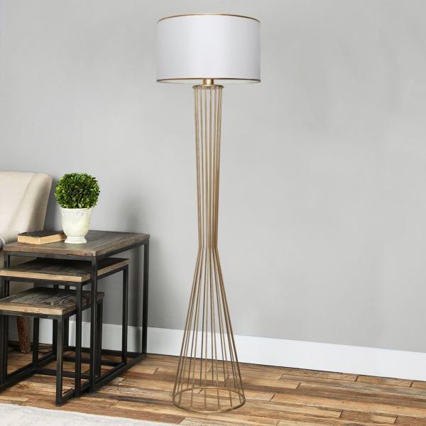 Lampadaire Newcastle blanc / laiton