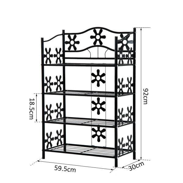 Pflanzenregal Blumenregal Pflanzentreppe Standregal Ständer 4 Etagen Metall Schwarz 59,5 x 30 x 92 cm