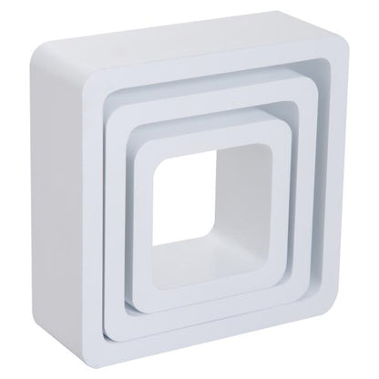 Wandregal Hängeregal 3er Set Cube MDF Weiss
