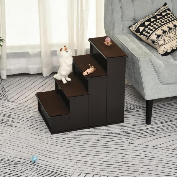 Katzentreppe Haustiertreppe mit Teppich Hundetreppe Dunkelbraun - Palo24