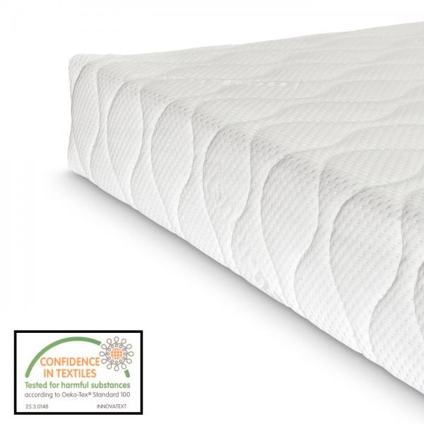 Lit en cuir artificiel Solingen avec matelas en mousse froide 140x200 cm blanc