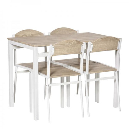 5-teilige Essgruppe Grau + Weiss mit 1 Tisch + 4 Stühlen