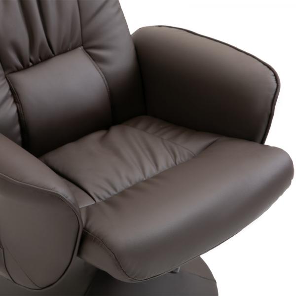 Fauteuil de relaxation avec repose-pieds espace de rangement fonction inclinable 10 points de vibration marron