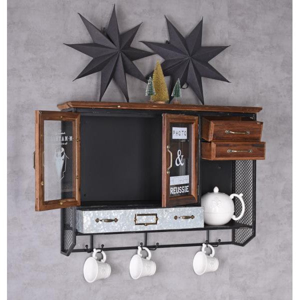 WANDSCHRANK RETRO HÄNGEVITRINE ANTIK HÄNGESCHRANK VITRINENSCHRANK - Palo24