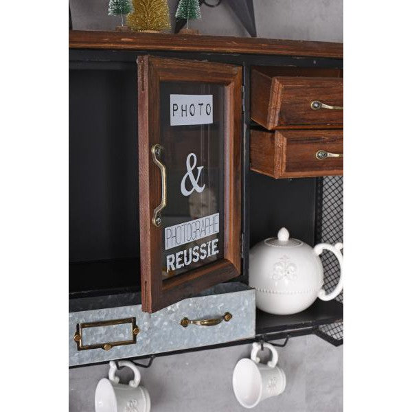 WANDSCHRANK RETRO HÄNGEVITRINE ANTIK HÄNGESCHRANK VITRINENSCHRANK - Palo24