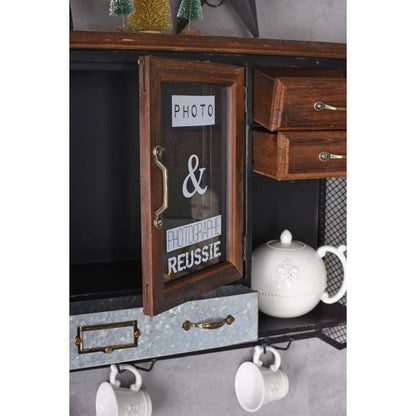 WANDSCHRANK RETRO HÄNGEVITRINE ANTIK HÄNGESCHRANK VITRINENSCHRANK - Palo24