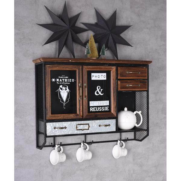 WANDSCHRANK RETRO HÄNGEVITRINE ANTIK HÄNGESCHRANK VITRINENSCHRANK - Palo24