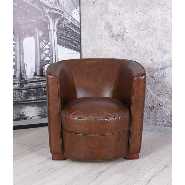 CHAISE CLUB VINTAGE CUBUS FAUTEUIL ART DÉCO CUIR VÉRITABLE