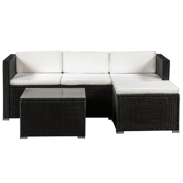 Set di sedute lounge in polyrattan Punta Cana M nero