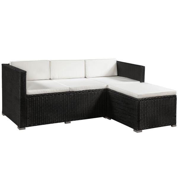 Set di sedute lounge in polyrattan Punta Cana M nero