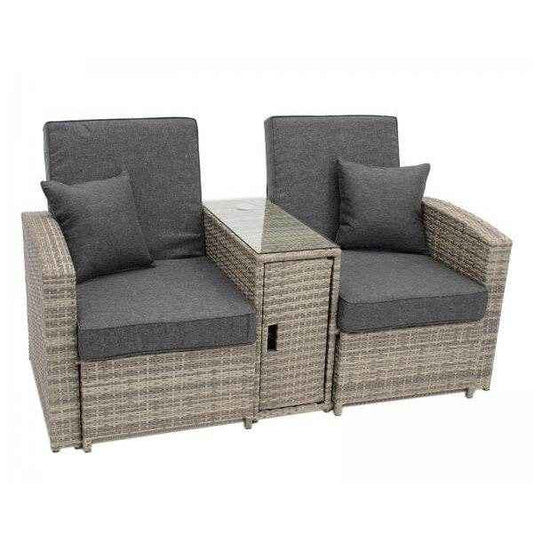 Funktions - Doppelliege MATERA, Alu + Polyrattan grau-bicolor