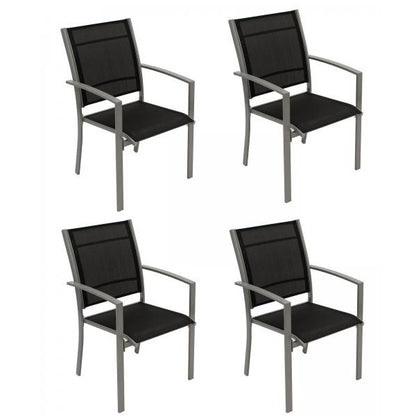 Garnitur Sitzgruppe PINO 4-teilig, Metall + Kunstgewebe schwarz