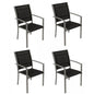 4x chaises empilables PINO, métal + tissu textile noir