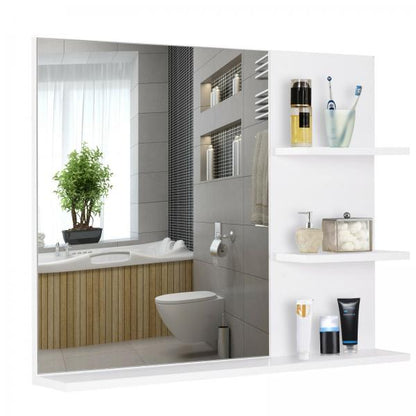 Specchio da bagno con 3 ripiani specchio da parete specchio mensola bagno MDF bianco